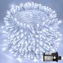 400 LED White Christmas Lights Outdoor 132ft White Christmas String Lights Clear Wire 8 Modes Plug in Twinkle Fairy Lights for Bedroom Wedding Christmas Tree Decorations
