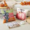 2 x Artscope Fall Decorative Throw Pillow Covers 20x20 Inch Set of 4 Fall Gifts for Home Decor, Autumn Pumpkin Sweet Home Thankful Grateful Blessed Outdoor Farmhouse Pillow Cases for Sofa Couch-Pink