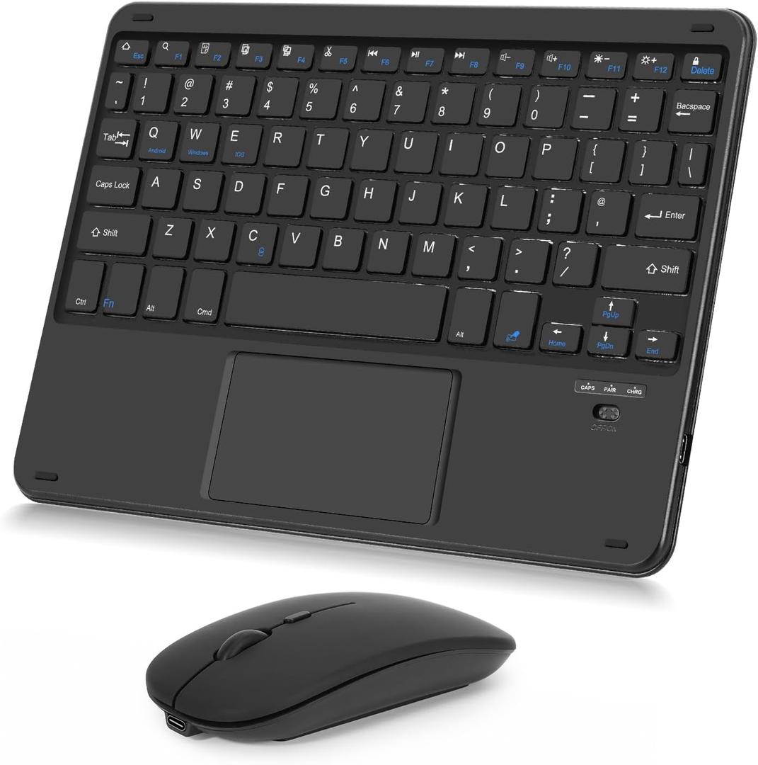 Nsyee Wireless Keyboard and Mouse Combo, Rechargeable Bluetooth Keyboard with Trackpad, Wireless Mouse with 2.4 GHz USB Receiver, Compatible with iPad, Smartphone, Computer, Windows, iOS, Android