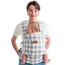 Momcozy Baby Carrier with Natural Cotton Linen, Built to Last, Ergonomic Design, Lightweight and Comfortable, Hands-Free for Moms&Dads, Slate Checkerboard