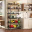 Himimi 6 Tier Rolling Storage Cart, Metal Wire Basket Rack with Wheels, Adjustable Storage Shelves Organizer Shelf for Kitchen Pantry Garage Laundry Room Bathroom, 30" W X 13.5" D X 63" H, Black
