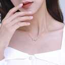 Necklaces for Women, 925 Sterling Silver Bow With Cubic Zirconia 14K White Gold Plated Necklace,Simple Gold Plated Jewelry Gift for Women,For Family, Loved Ones, Friends