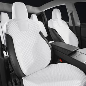 Ice Silk Seat Cover for Tesla Model 3 2024–2026 Highland, Cooling Breathable Seat Cushion, Custom Fit Interior Protection, Non-Slip Washable Cover, White