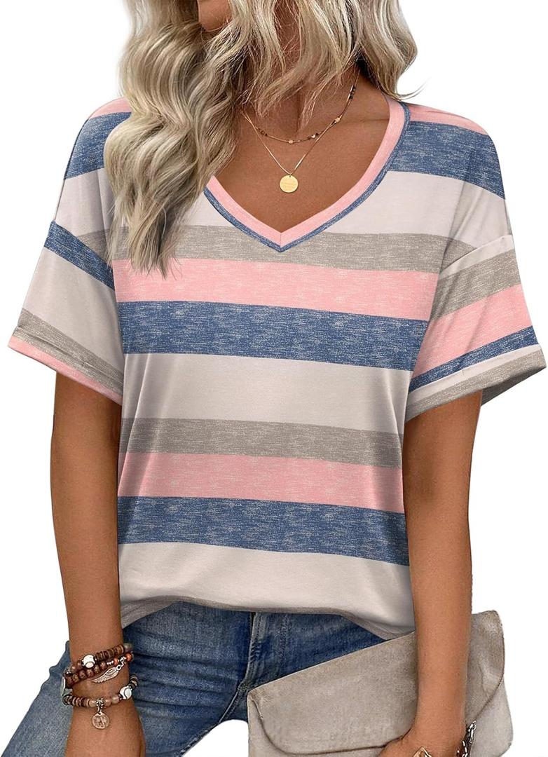 Zeagoo Womens Summer Tops Short Sleeve Casual Shirts Floral Tee Trendy 2025 Basics V Neck Plain Tshirt (Medium, Tw669) Zeagoo Womens Summer Tops Short Sleeve Casual Shirts Floral Tee Trendy 2025 Basics V Neck Plain Tshirt (Medium, Tw669)