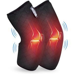 COMFIER Heated Knee Massager with Heating Pad for Knee,FSA Eligible HSA,Christmas Gifts for Dad Mom Men Women,Soothing Knee Warmers Wrap for Relaxation,Heated Knee Pad for Men Women Seniors (Black)