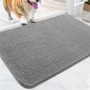 OLANLY Dog Door Mat for Muddy Paws 32x20, Ultra Absorbent Chenille Mud Doormat, Non-Slip Washable and Dirt Trapping Indoor Doormat for Entryway, Quick-Dry Front Door Mat for Indoor Dogs, Grey