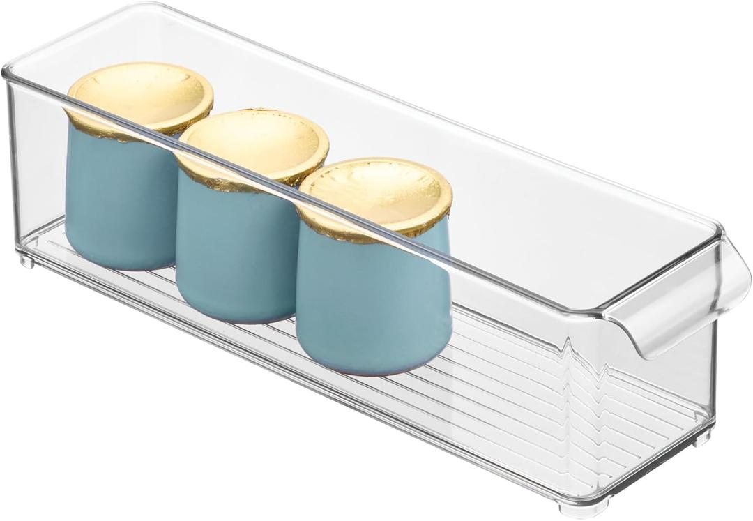 iDesign Stackable Fridge Storage Bin with Handle - Ideal for Fridge and Freezer, Clear, Made in USA