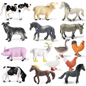 15 Pcs Mini Figures Toys Realistic Farm Animal Figurines, Plastic Learning Educational Playset Animal Themed Party Supplies Cake Topper Ornaments for Easter Egg Birthday Christmas
