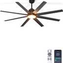 Ceiling Fan with Lights, 65'' Outdoor Ceiling Fan with Remote & APP Control, Dimmable, Black Modern Ceiling Fans for Patio Living Room Garage Shop (65 Inch 8 Blades)