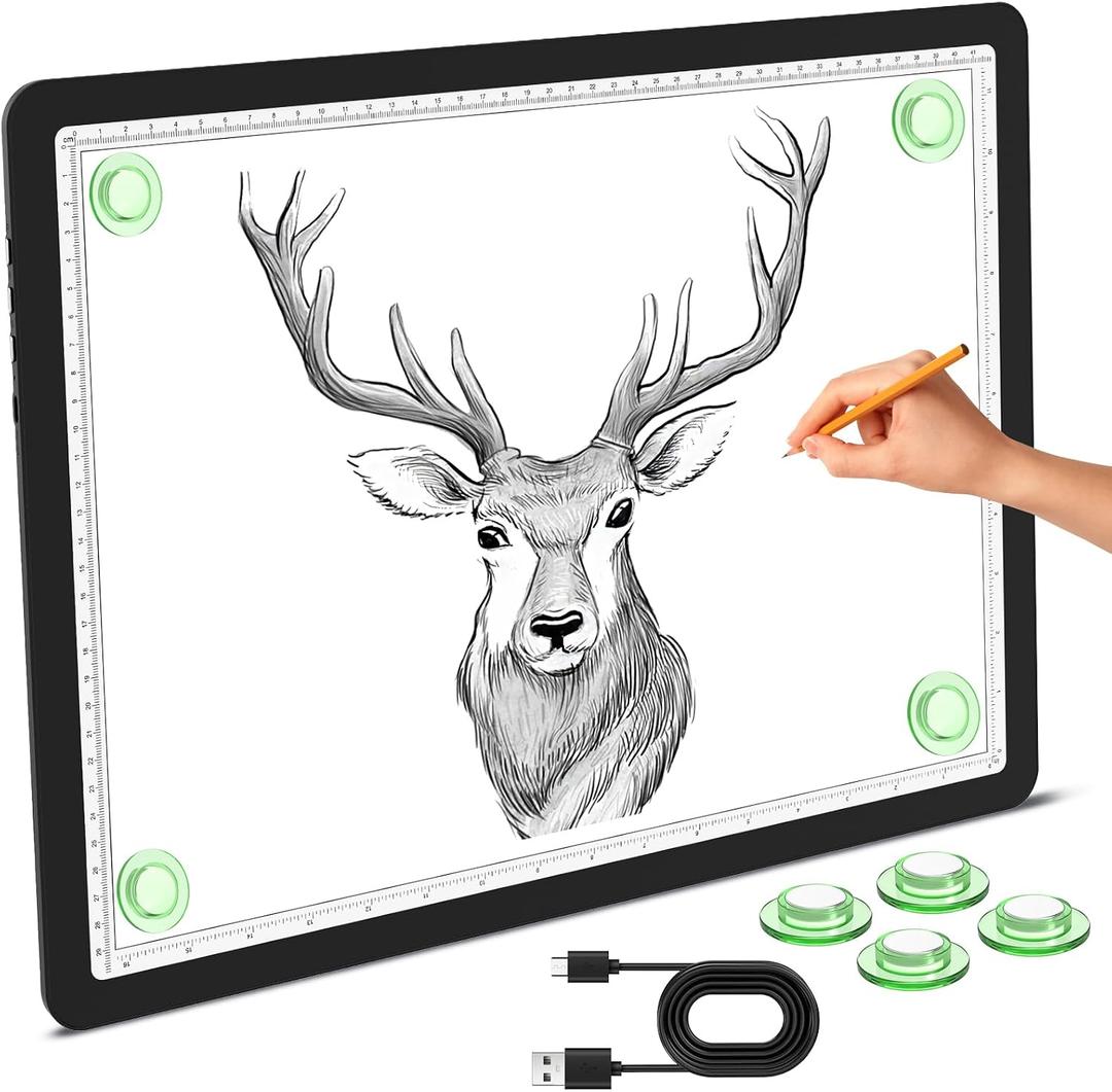 Phylosal Magnetic A3 Light Pad, Super Bright Light Box with Side Button, Diamond Art Light Board, Lightbox for Tracing and Drawing, USB Power Artcraft Light Table for Sketching, Weeding Vinyl (Black), Size: A3 without Handbag