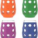 Lifefactory Glass with Protective Silicone Sleeve, 2 count (Pack of 1), Orange, Cobalt, Grass Green and Huckleberry