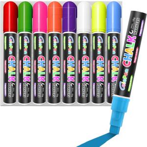 Celepen Window Chalk Markers for Cars Glass Washable, 8 Colors Jumbo Liquid Chalk Marker Pens with 10mm 3 in 1 Nib Wide Tip, Chalkboard Markers Car Window Paint Pen for Auto, Mirror, Poster