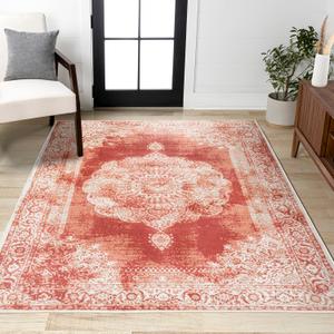 JONATHAN Y Rosalia Cottage Medallion Peach/Ivory Indoor Area Rug, 3x5, Vintage, Bohemian, Easy-Cleaning for Living Room, Bedroom, Kitchen, Pet Friendly, Non-Shedding (MDP403F-3)