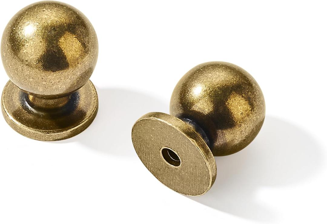 khtumeware 6 Pack Cabinet Knobs Burnished Brass 1 inch (25 mm) Diameter Antique Bronze Drawer Knobs Vintage Cabinet Hardware