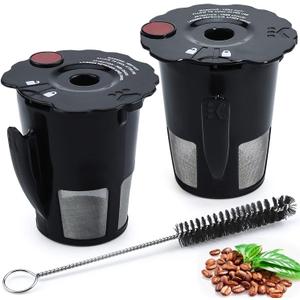 Sikawai My K Cup Reusable Coffee Pods Filter Fit for Keurig 2.0 K200 K250 K300 K350 K400 K450 K460 K475 K500 K550 K560 K575 Brewers Pack of 2 119367 with Cleaning Brush SIZE:2.5 * 2.4