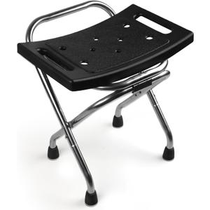 Folding Shower Seat, Stainless Eligible Shower Chair for Inside Shower, 400lbs Portable Travel Shower Stool, Safety Anti-Slip Bath Chair for Seniors, Disabled (Black)
