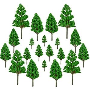 LUEYAO Mini Model Miniature Trees Mixed Train Scenery Architecture Trees Fake Trees for DIY Crafts Building Model Scenery Landscape Green 1.2-3.9 inch 20 PCS