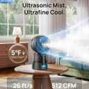 DREO TurboCool Misting Fan 516, 5℉ Drop Cooling Fans that Blow Cold Air, 150°+30° Omni-directional Oscillating, Evaporative air cooler, 26 ft/s Wind, Ultrafine Mist, 20dB Quiet, 6 Speeds 2 Modes, Grey, 15.7 Inches