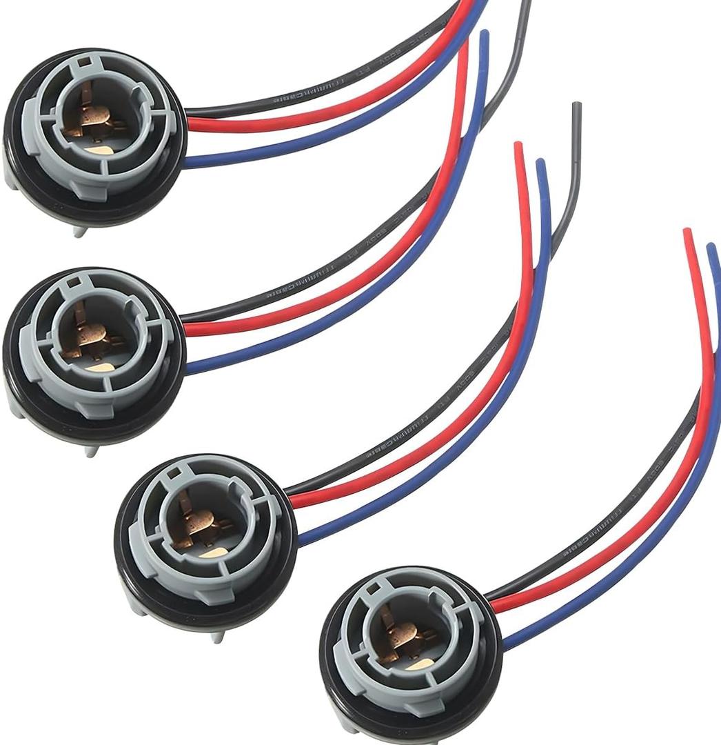 ZIMISI 4PCS 1157 Bulb Socket, Plastic Waterproof Turn Signal/Brake/Tail Light Socket Harness, LED Bulb Socket Plug, Base Plug Connector Car Accessories for Most Cars, Trucks, SUVs (4PCS)
