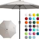 JEAREY 9FT Outdoor Patio Umbrella Outdoor Table Umbrella with Push Button Tilt and Crank, Market Umbrella 8 Sturdy Ribs UV Protection Waterproof for Garden, Deck, Backyard, Pool (Fog Gray)