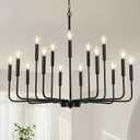 Black Chandeliers for Dining Room Light Fixture Over Table, Modern Farmhouse Chandeliers for Living Room,15-Lights Industrial Metal Candle Lighting Fixtures for Entryway Kitchen Island Foyer