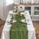 2 Pack 10 Ft Cheesecloth Table Runner Olive Green Gauze Long Table Runners Boho Gauze Cheese Cloth Table Runner Rustic Sheer Runner for Wedding Party Table Decor ( 35 x 120 Inch )
