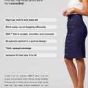 Conceited Skirts for Women - Stretch Pencil Skirt - Wear to Work - Pull On - Midi Length in Regular and Plus Size (Blue, S)