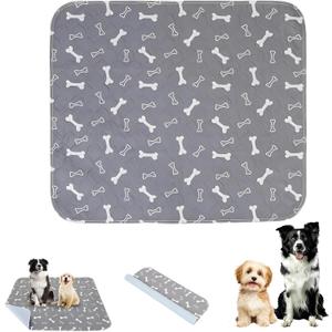 Puppy Pads with Pheromones Stickers, Reusable Pee Pads for Dogs, Durable 4-Layer Leak-Proof Training Mats with Non-Slip Bottom, Ideal for Indoor Training & Travel (Gray, L: 31.5"  35.4")