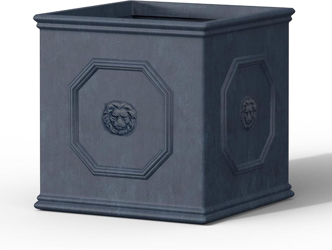 Kante Accent Square Dusty Blue Concrete Planter 12.6" W, Outdoor