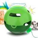 Muhhiba Interactive Cat Toys, Irregularly Rotating Feather Cat Toy Ball, Automatic Kitten Toy, Perfect for Bored Indoor Adult Cats