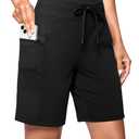 Women's 7" Athletic Hiking Long Shorts with Pockets High Waisted Black, 3XL (XXXL)