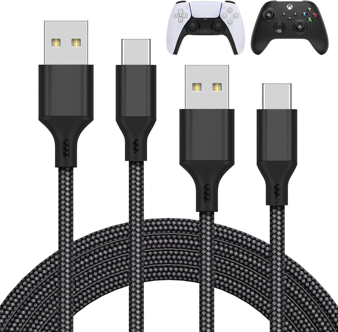 MENEEA Charger Charging Cable for PS5/PS5 Pro Controller,for Xbox Series X/S,for Nintendo Switch 2 Pack 10FT Replacement USB C Cord Nylon Braided Type-C Ports for PlayStation 5 Skin & Protector Sets