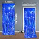 2 x Blue Backdrops Curtains Party Decorations, Tinsel Streamers Birthday Decoration for Easter Decoration, Photo Booth Props for Baby Shower, Graduation, Wedding, 2Pack 3.28X8.2Ft