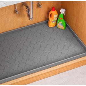 Jin&Bao Waterproof Under Sink Mat 19" x 19", Thick Silicone Mat Cabinet Protector for Kitchen and Bathroom, Shelf Liner, Home Organizer and Storage, Multipurpose Tray for Gadgets and Essentials