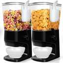 Cereal Dispenser Countertop Wath Bowls and Spoons Cereal Containers Storage for Pantry Snack Organizer Dry Food Storage Container with Lid for Kitchen Organization Oatmeal Nut GranolBlack 2 pack