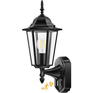 Lamomo Motion Sensor Outdoor Lights, Upgrade Dusk to Dawn Exterior Light Fixture Wall Mounted, 100% Anti-Rust Aluminum Waterproof Porch Lights for Patio Front Door Garage (Black)