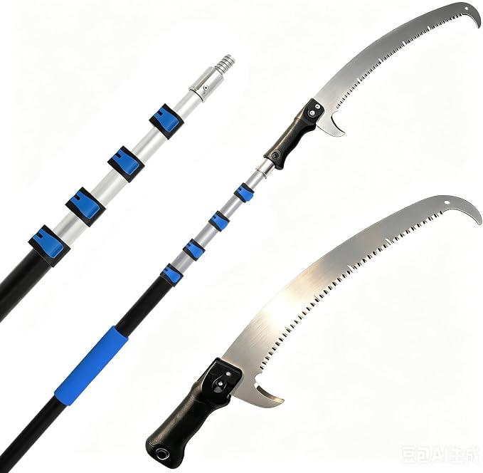 Manual Pole Saw for Tree Trimming, 18FT Reach Telescoping Extension Pole Tree Pruner with 24" Blade, Hand Pole Saw for Cutting High Branches, Detachable Pruning Saw for Garden Yard Maintenance
