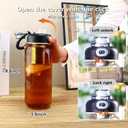 2 x 34oz Glass Water Bottle with capacity Mark & Stainless Steel Tea Strainer-Large Capacity for Hot/Cold Drinks,Coffee,Tea,and Water-Includes Protective Sleeve,Perfect for Home,Office (34oz2PCS)