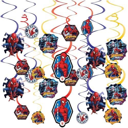 Spider-Man™ Webbed Wonder Swirl Value Pack - Set of 12 - Ultimate Party Decoration Kit, Eye-Catching & Easy Setup Swirl Decor