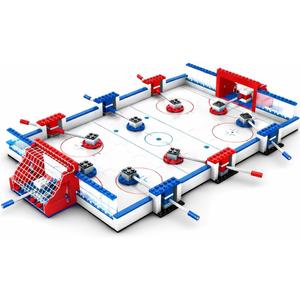 lovlaugh Ice Hockey Building Set with 8 Ice Hockey Player - Tabletop Battle Game - Creative Sports Toy - Standard Brick Compatible Kids STEM Building Kit