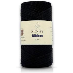 Sensy Premium 4mm - 109 Yards 100% Polypropylene Macrame Ribbon, Crochet Bag Cord, Thread for Knitter (Black)