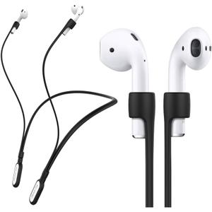 Compatible with for Airpods Pro 3 Strap, Silicone Anti-Lost Neck Strap Wire Cable Connector Sports Neckband for Airpod Pro 3/2/1, Airpods 4, 3, 2, 1, Black with White (S - No magnetic)