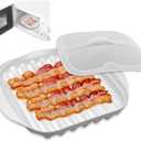 Microwave Bacon Tray With Lid, Microwave Bacon Cooker, Efficient Oil Draining Design For Healthier Crispy Bacon, Bacon Cooker For Microwave Oven, Microwave Bacon Tray For Tacos/Sausages/Hot Dogs