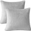 Flannel Throw Pillow Covers 24x24 inches Set of 2,Ultra Soft Cozy Pillow, Decorative Spring Pillow Covers for Sofa, Couch, Living Room,Silver Grey