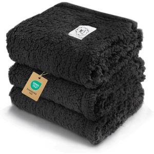 1 Pack 3 Calming Blankets Fluffy Premium Fleece Pet Blanket Soft Sherpa Throw for Dog Puppy Cat Black Small (23x16'')