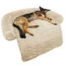 Calming Dog Bed Fluffy Plush Dog Mat for Furniture Protector with Removable Washable Cover for Large Medium Small Dogs and Cats (M, Beige) 37*27