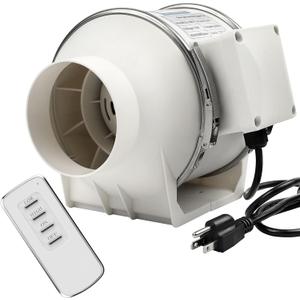 4" Inch Inline Exhaust Fan with Remote Control, 280 CFM High Efficiency Air Flow for Bathroom, Kitchen, Grow Tent, Hydroponics, 3D Printer