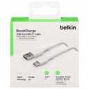Belkin BoostCharge Nylon Braided USB C to Lightning Cable 6.6ft/2M - MFi Certified 18W Power Delivery iPhone Charger Cord - Apple Charger USB C Cable - Fast Charging for iPhone 14, iPhone 13 - White and Belkin BoostCharge USB-A to USB-C Cable