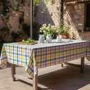 Easter Waterproof Polyester Tablecloth, Pastel Checkered Fabric Table Cover for Spring Party, Kitchen Dining Decor, Easy Care Cloth Tablecloth for Indoor Outdoor Use, W60 x L120 in