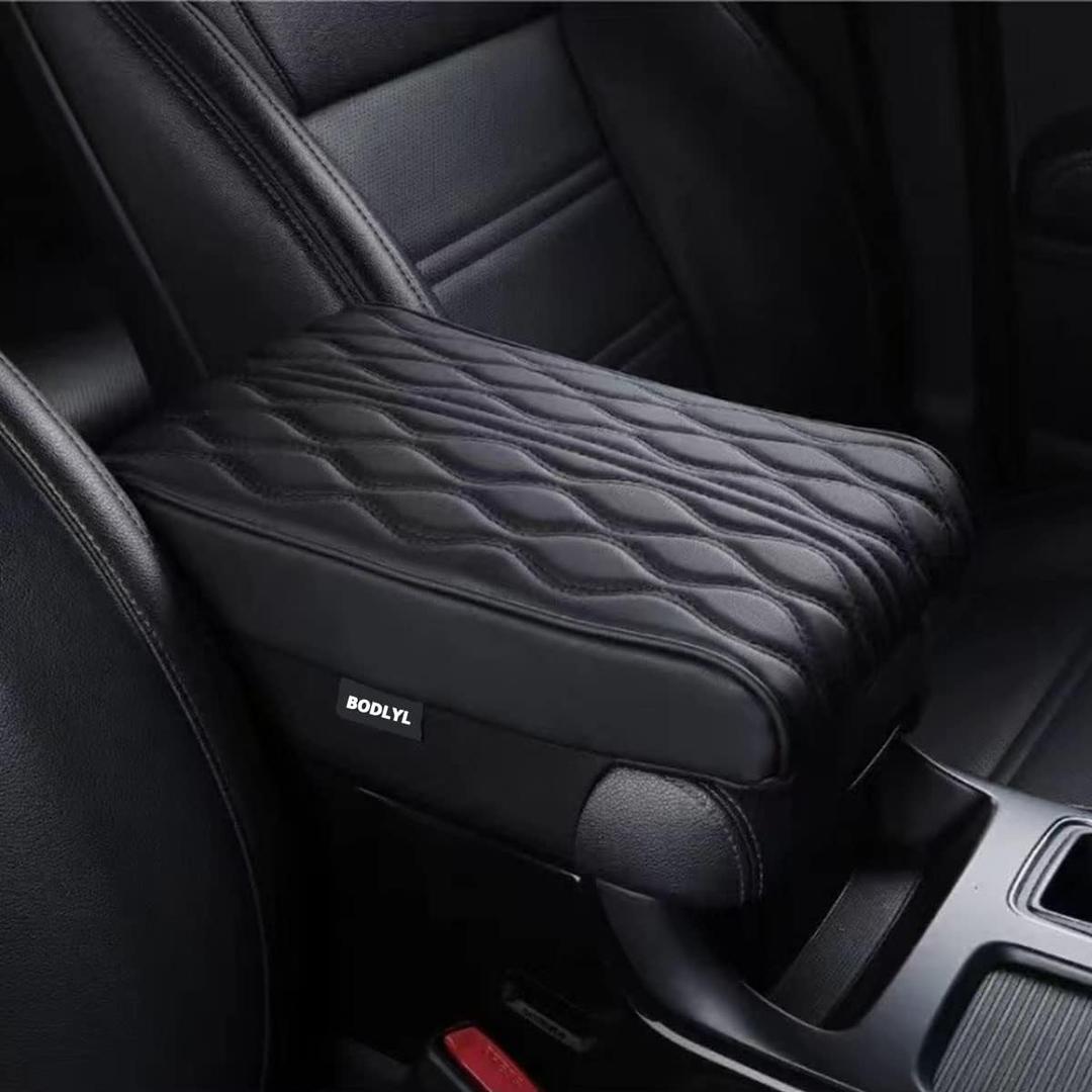 Car Center Console Cover, Memory Foam Car Armrest Cushion, Black Auto Arm Rest Pad, Leather Arm Rest Covering Car, Hand Rest Pillow for SUV/Truck/Vehicle (Black) (Texture 1)